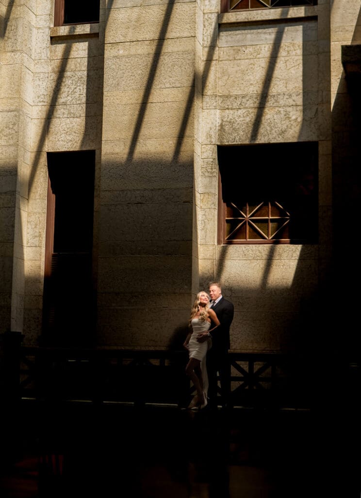 Editorial portrait during engagement session at the historic ohio statehouse