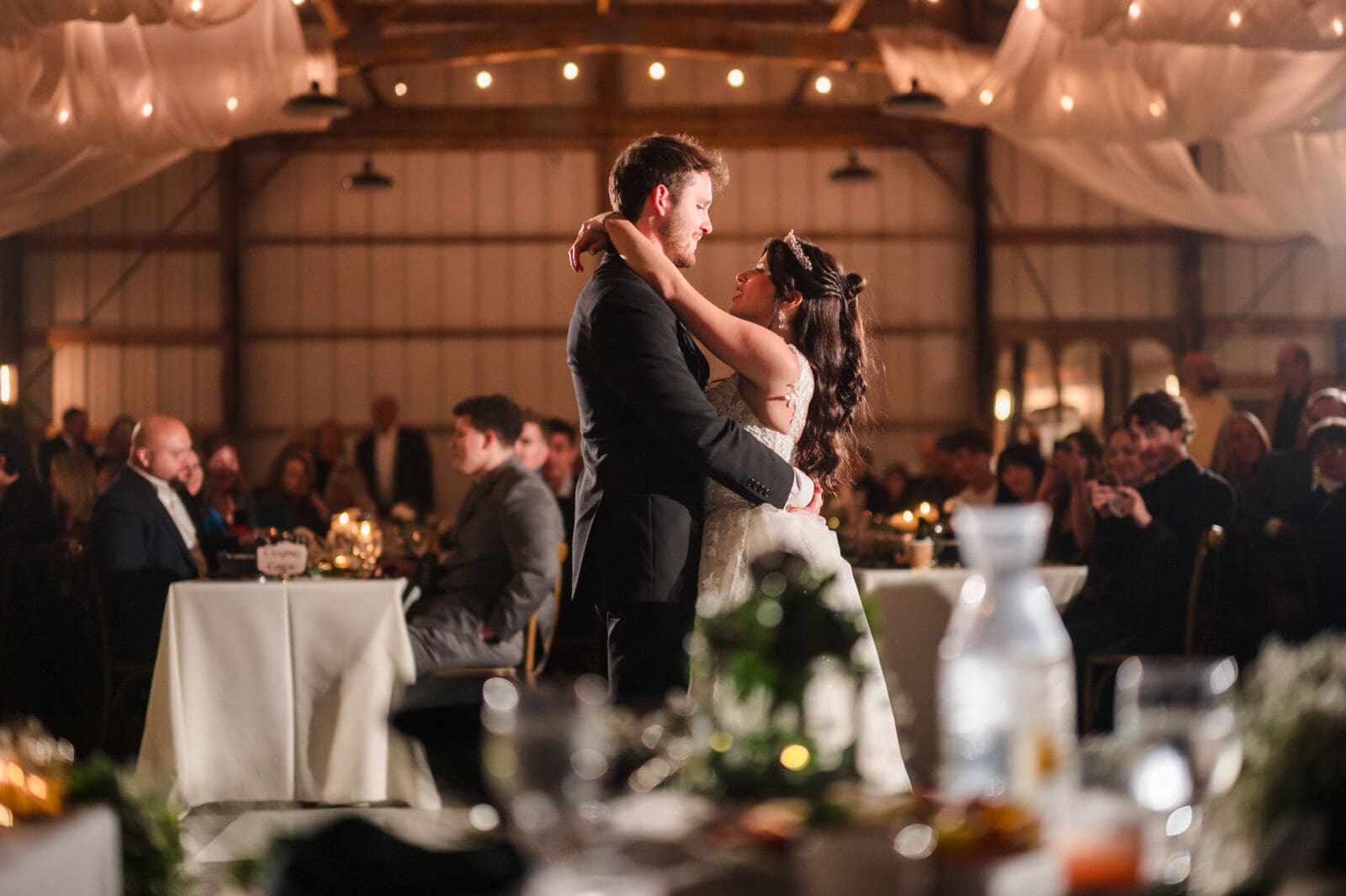 Romantic wedding day moments at Aspen & Alston filled with genuine emotion during couples first dance